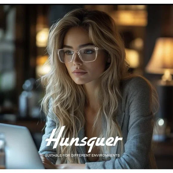 2~Hunsquer Blue Light Blocking Glasses for Women & Men~ Computer, Phone, Gaming - Picture 10 of 16